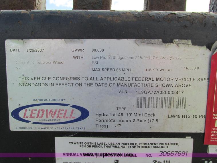 image for item I4124 2007 Ledwell LW48-HT2-10-PB hydratail trailer