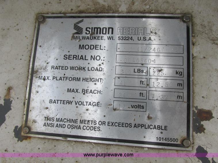 image for item I6037 Simon Telect Eagle 41/24 boom lift