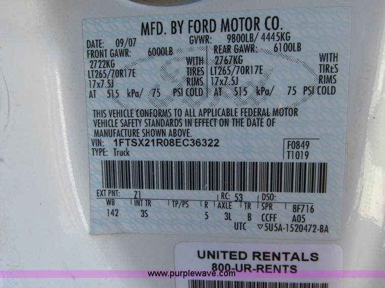 image for item A8746 2008 Ford F250 Super Duty SuperCab pickup truck