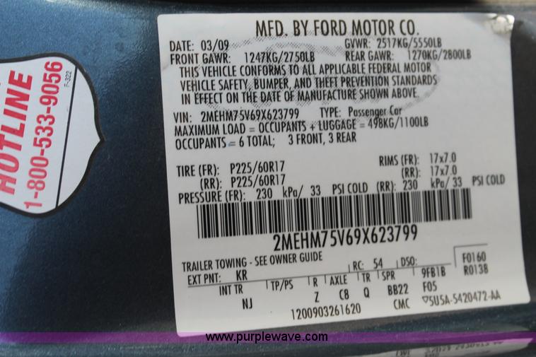 image for item AJ9268 2009 Mercury Grand Marquis LS