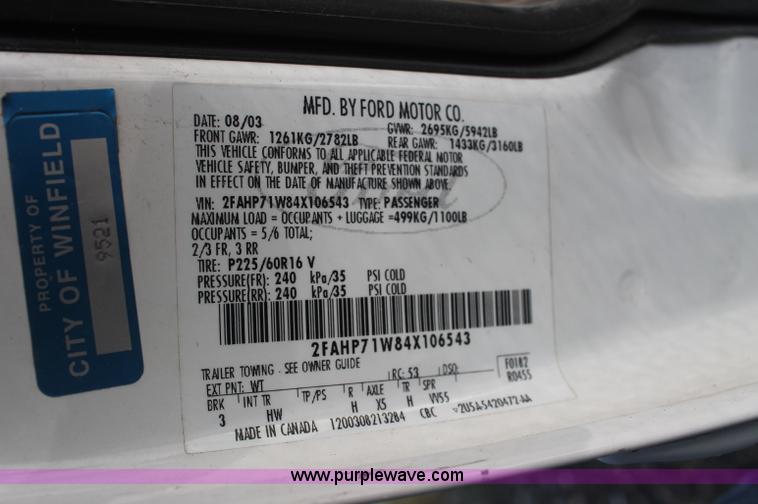 image for item AJ9306 2004 Ford Crown Victoria Police Interceptor