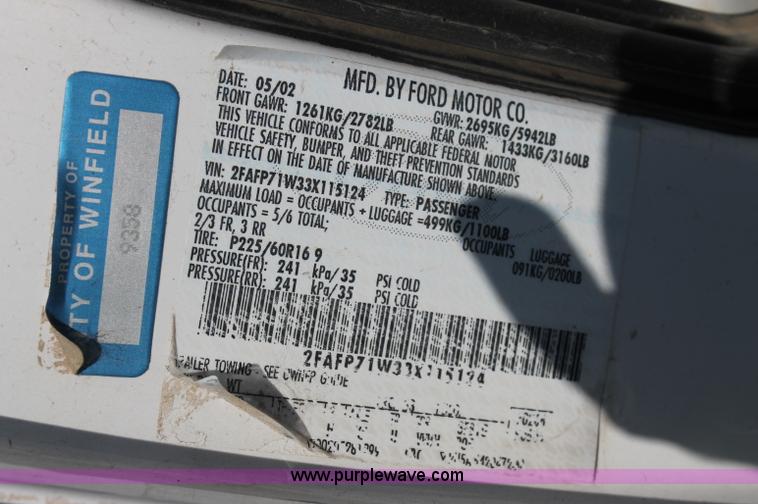 image for item AJ9308 2003 Ford Crown Victoria Police Interceptor