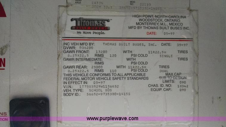 image for item AY9489 1998 Thomas Built school bus