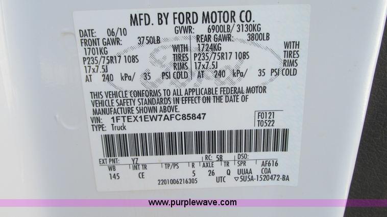 image for item G9086 2010 Ford F150 XL SuperCab pickup truck
