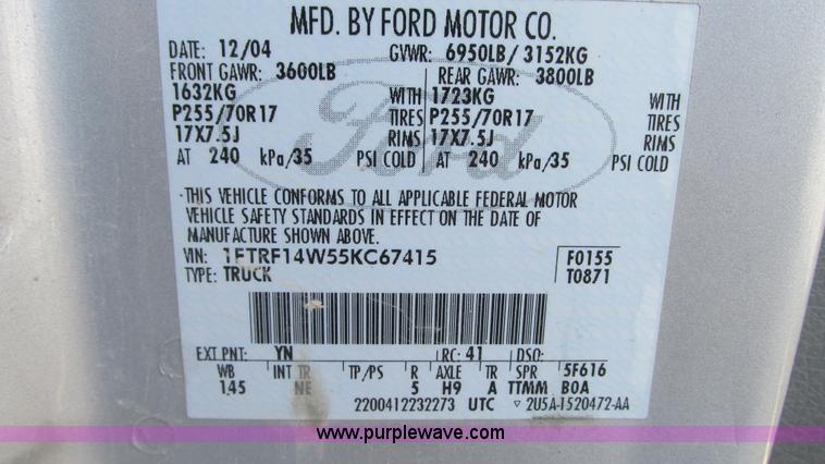 image for item G9087 2005 Ford F150 XLT pickup truck