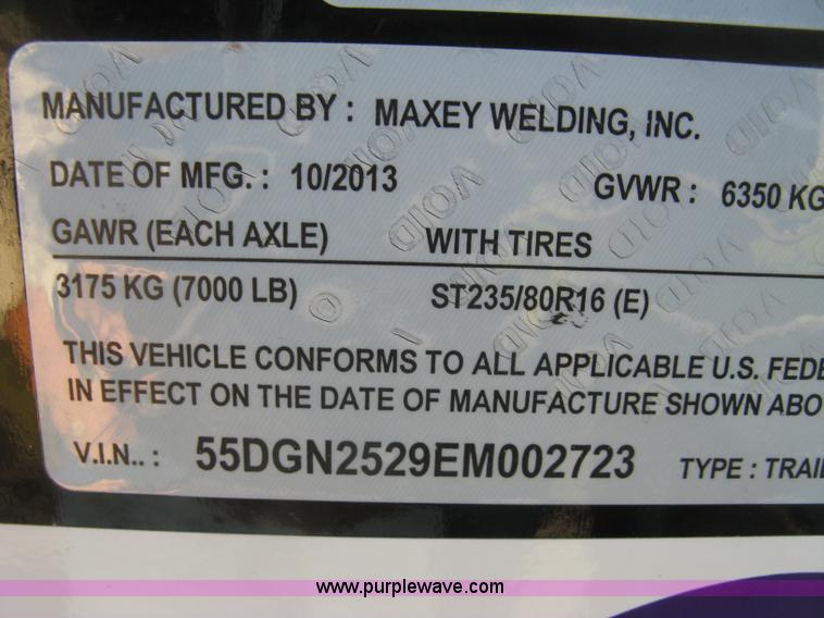 image for item H9488 2014 Maxey gooseneck flatbed trailer