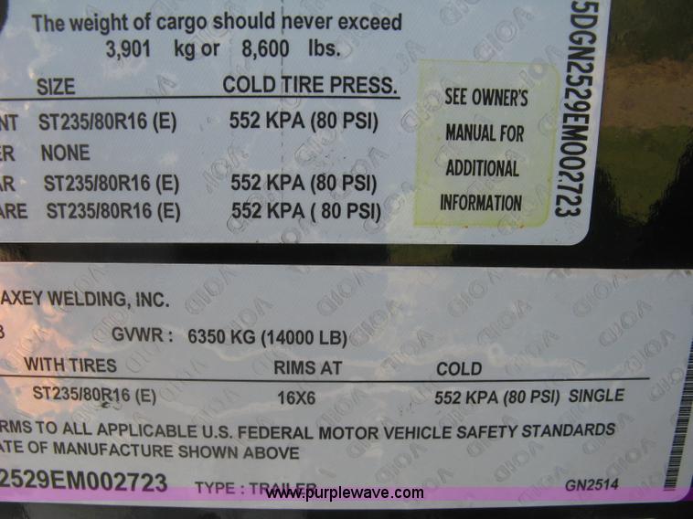 image for item H9488 2014 Maxey gooseneck flatbed trailer