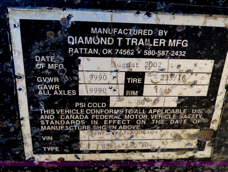 image for item B4830 2002 Diamond T flatbed trailer