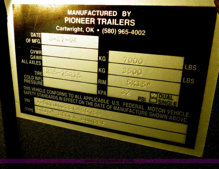 image for item B4831 2004 Pioneer tandem axle stock trailer