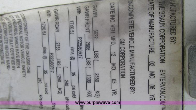 image for item AC9805 2006 Chevrolet Uplander cargo van