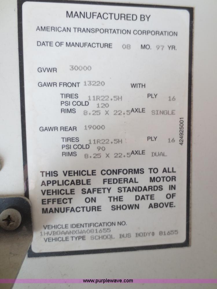 image for item D2182 1998 International Genesis school bus