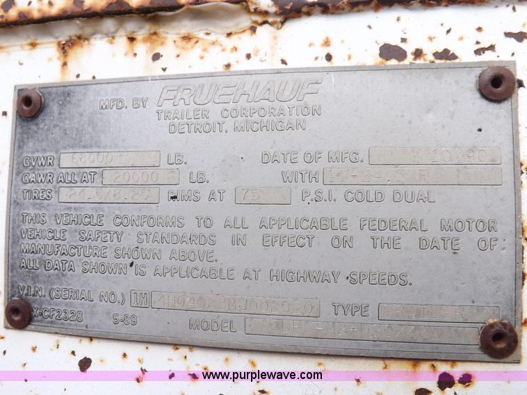 image for item H9068 1991 Fruehauf belly dump trailer