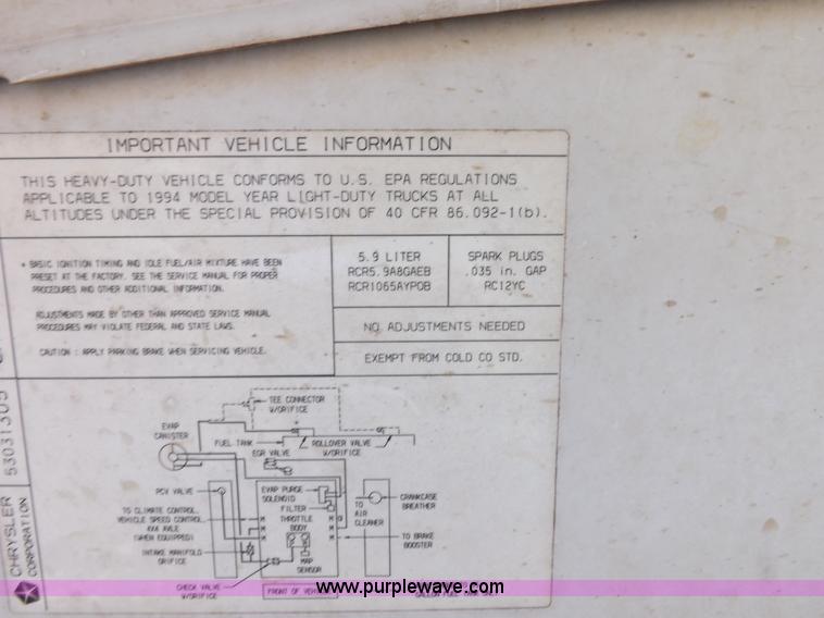 image for item H9089 1994 Dodge Ram B350 van