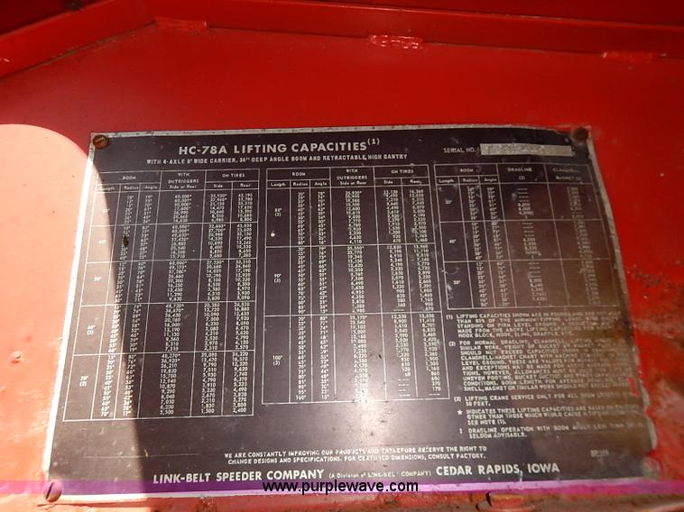 image for item I5373 1966 Fmc Link-belt HC-78B truck mounted crane