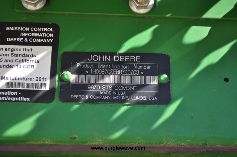 image for item F2071 2011 John Deere 9870 STS combine