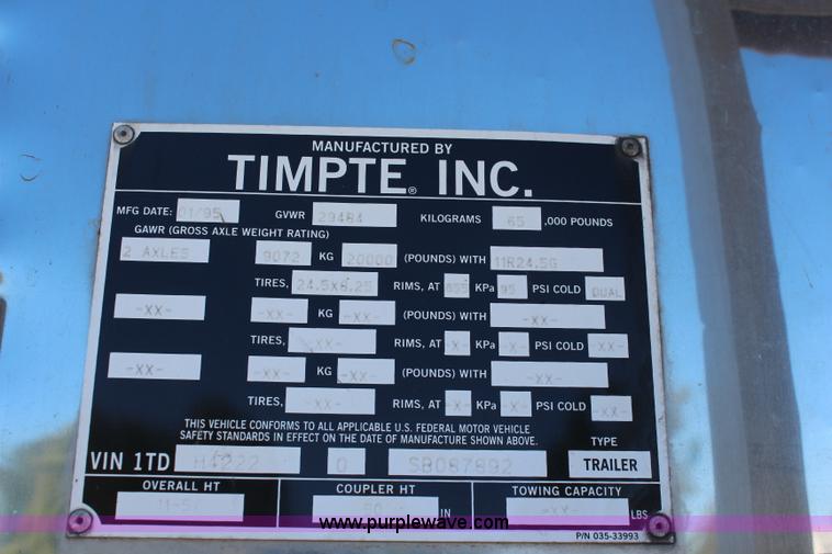 image for item I5877 1995 Timpte double hopper grain trailer