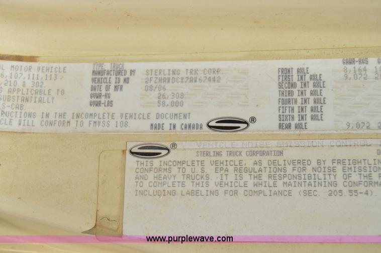 image for item F8356 2007 Sterling LT8500 crane truck