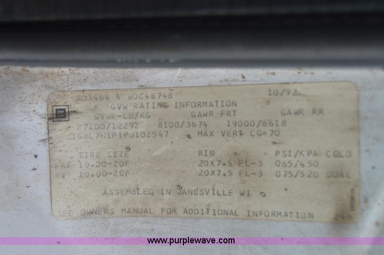 image for item AY9478 1993 Chevrolet Kodiak propane truck