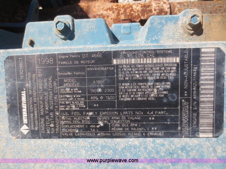 image for item AZ9144 1998 International DT466 turbo diesel engine