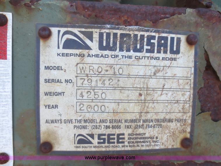 image for item AZ9152 2000 Wausau WR0-10 rollover snow plow