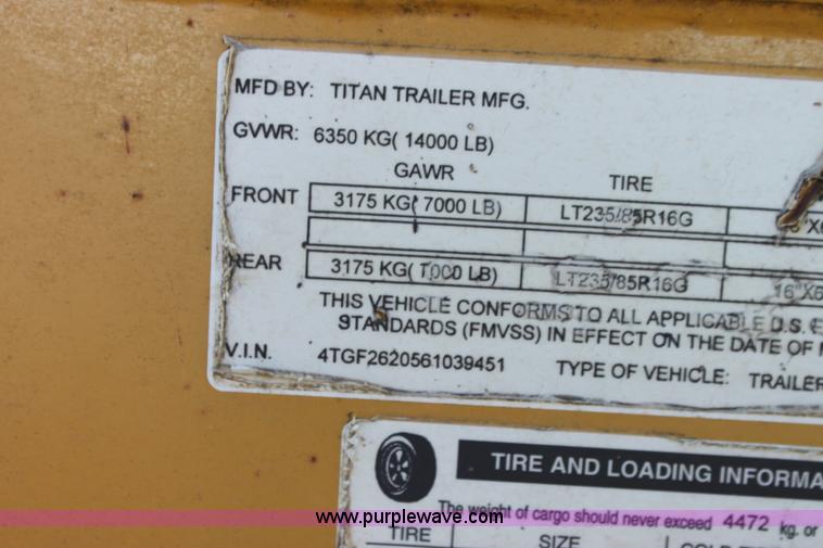 image for item H8800 2006 Titan tilt deck trailer