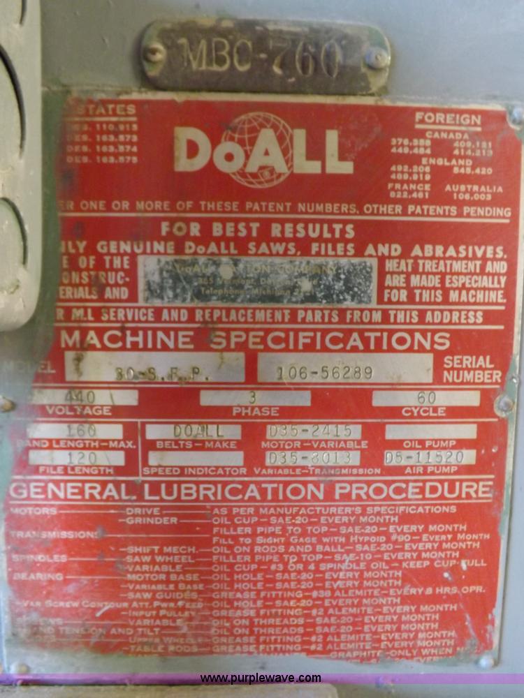 image for item H9041 Doall Contour Machine band saw