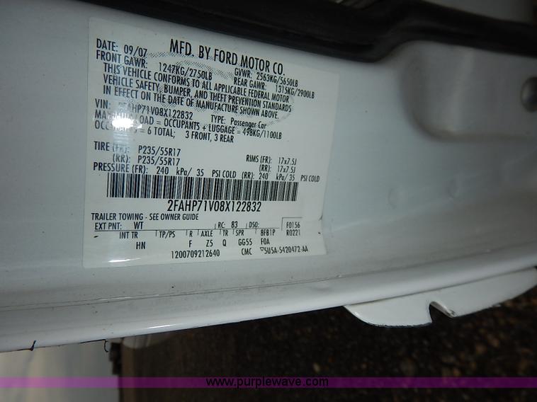 image for item I5318 2008 Ford Crown Victoria Police Interceptor