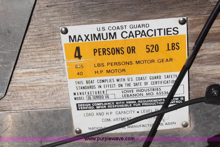 image for item I5882 1987 Lowe Jumbo 16' boat