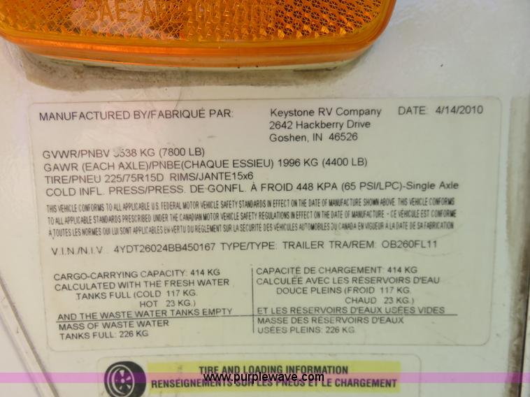 image for item I5895 2011 Keystone Outback Superlite camper