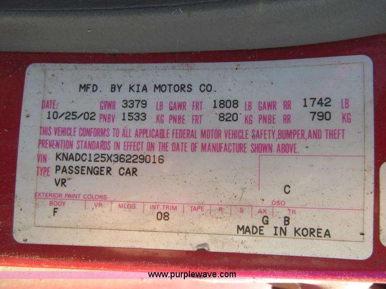 image for item H9450 2003 Kia Rio