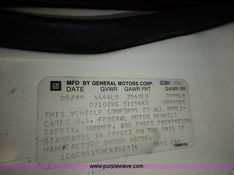 image for item I5371 1989 Cadillac DeVille Fleetwood