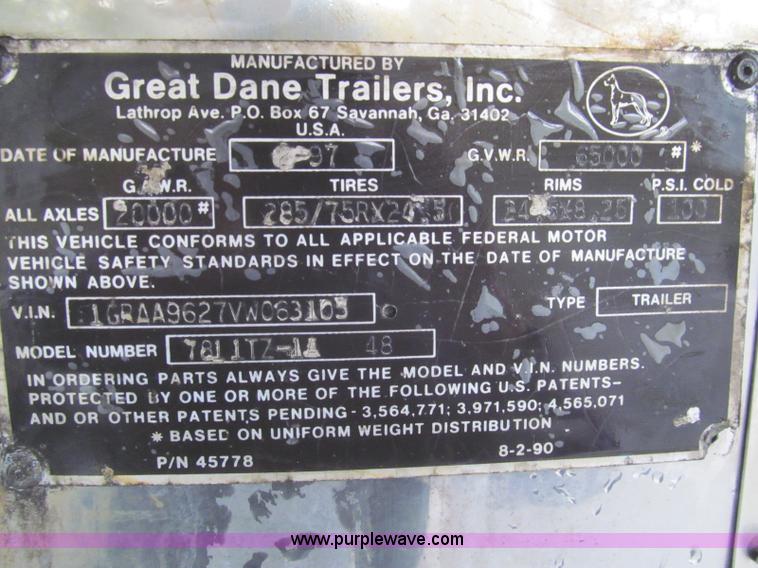 image for item I8721 1997 Great Dane 7811TZ-1A48 reefer trailer