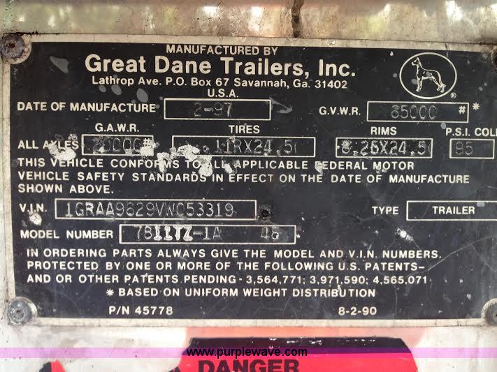 image for item I8722 1997 Great Dane 7811TZ-1A48 reefer trailer