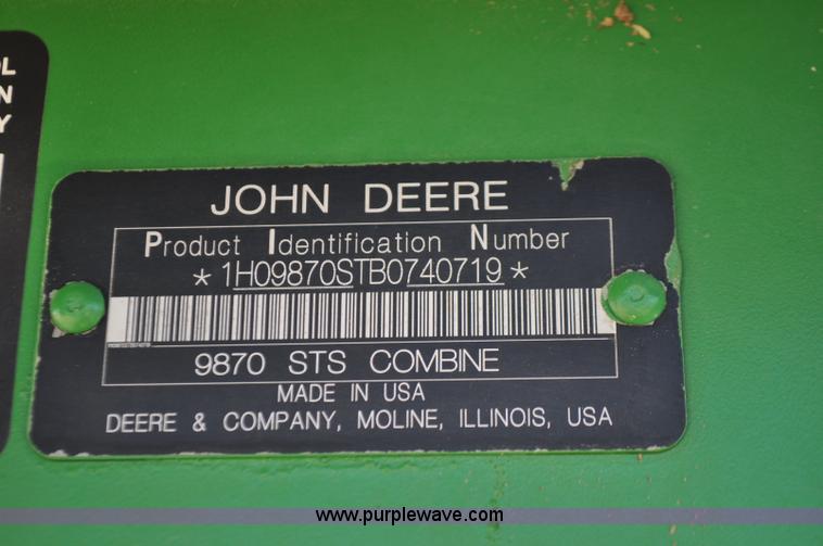 image for item F2072 2011 John Deere 9870 STS combine