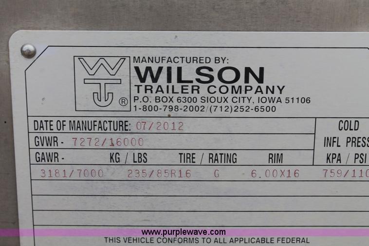 image for item G8165 2013 Wilson PSGN-5724T livestock trailer