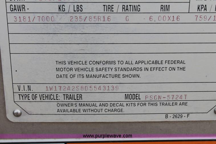 image for item G8165 2013 Wilson PSGN-5724T livestock trailer