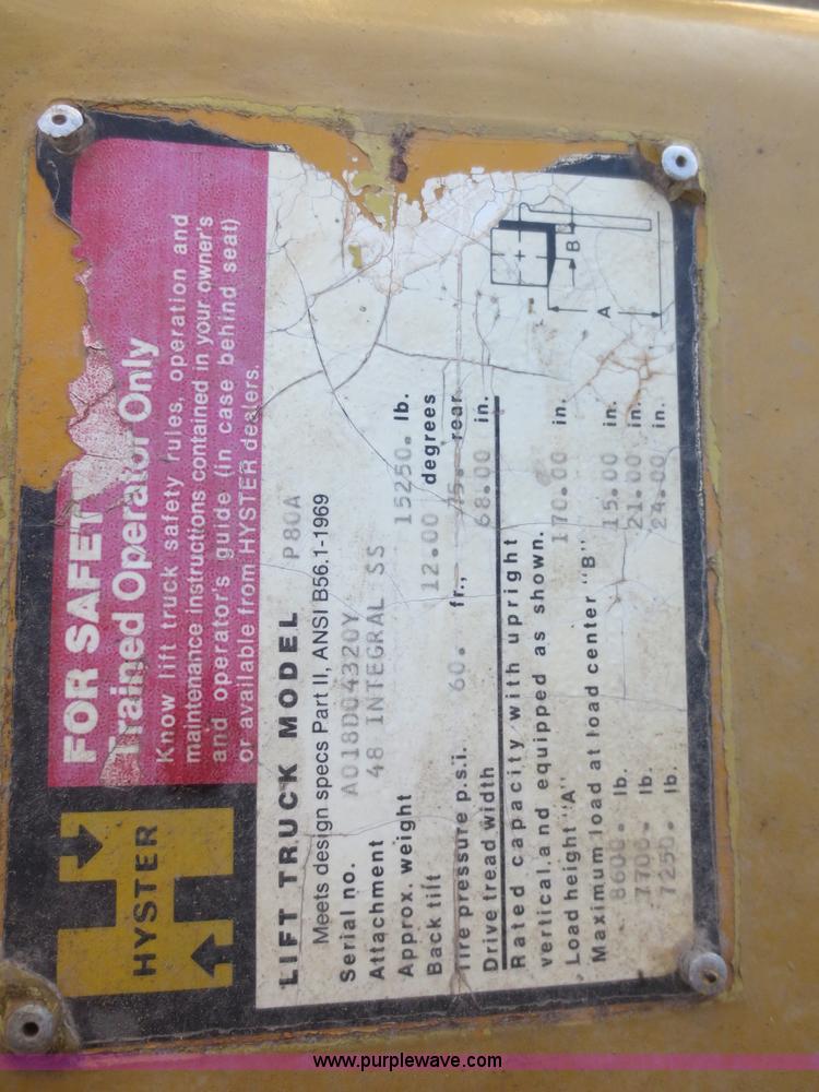 image for item D2200 Hyster P80A forklift