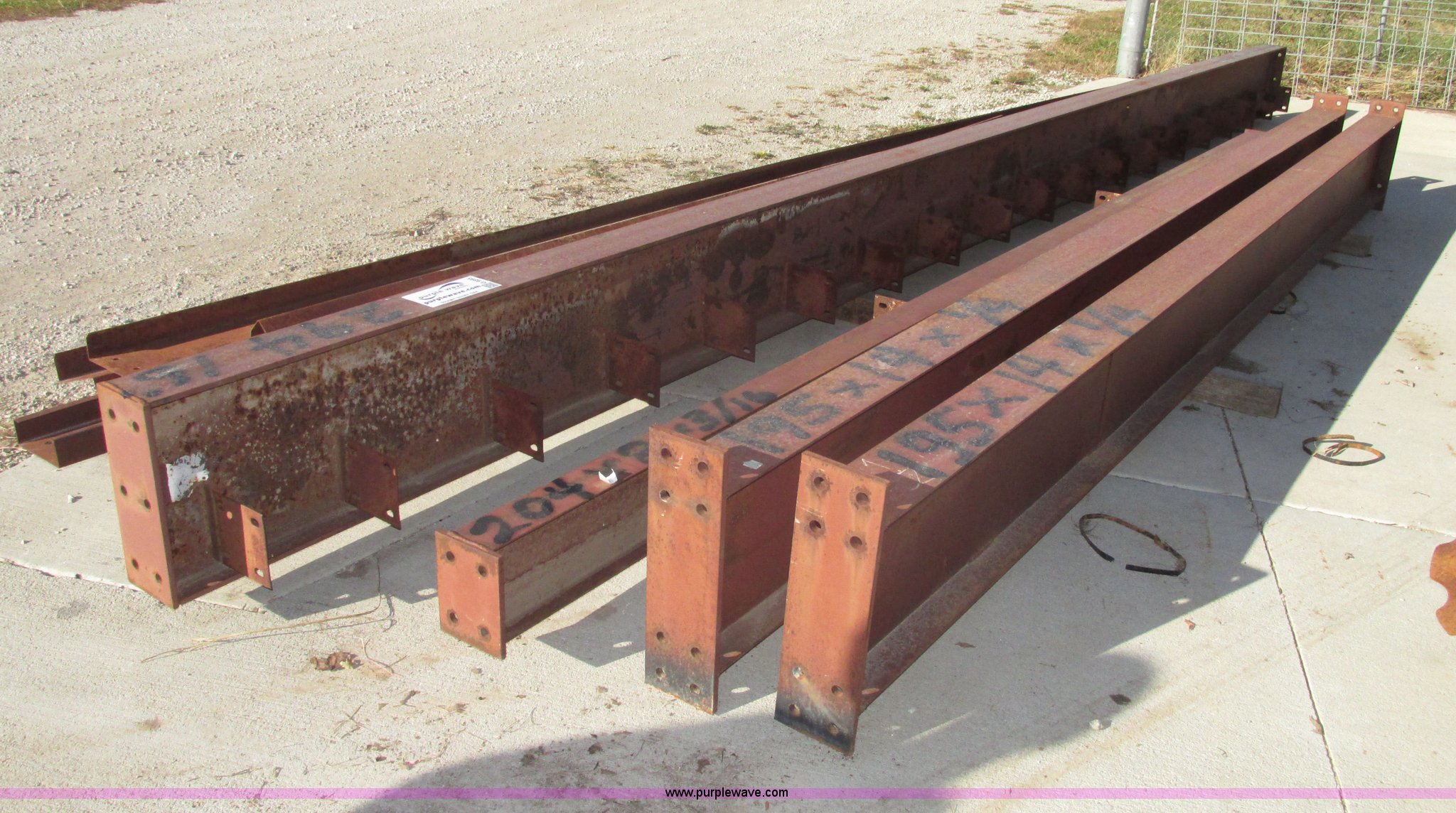 Red iron beams, perlins, and girts in Falls City, NE Item G9895 sold