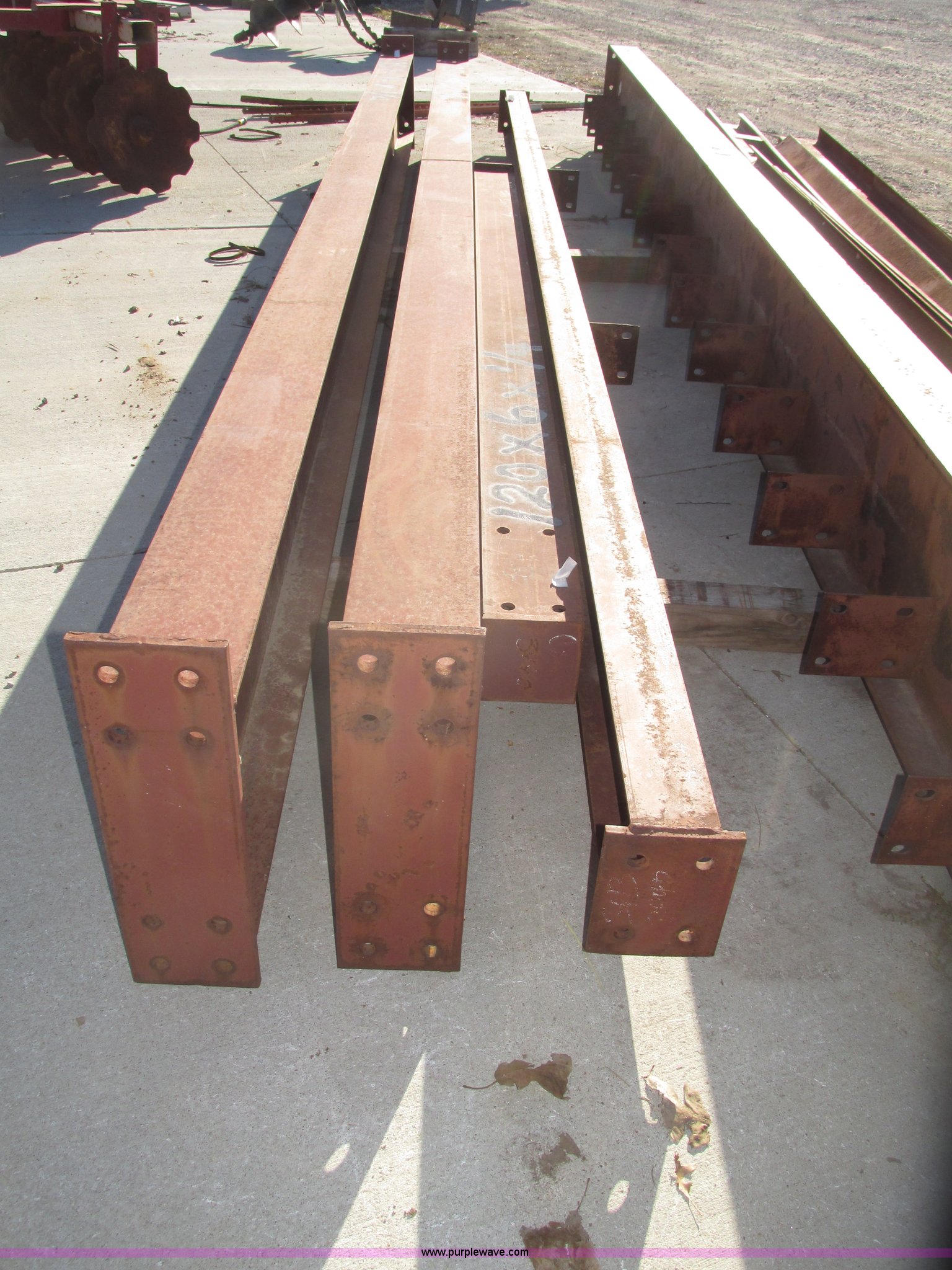 Red iron beams, perlins, and girts in Falls City, NE Item G9895 sold