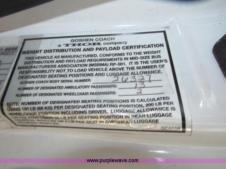 image for item G9911 2008 Ford E450 Super Duty Goeshen coach bus