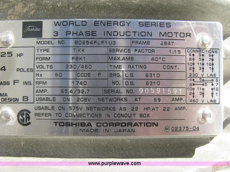 image for item BD9648 Toshiba 25 HP induction motor