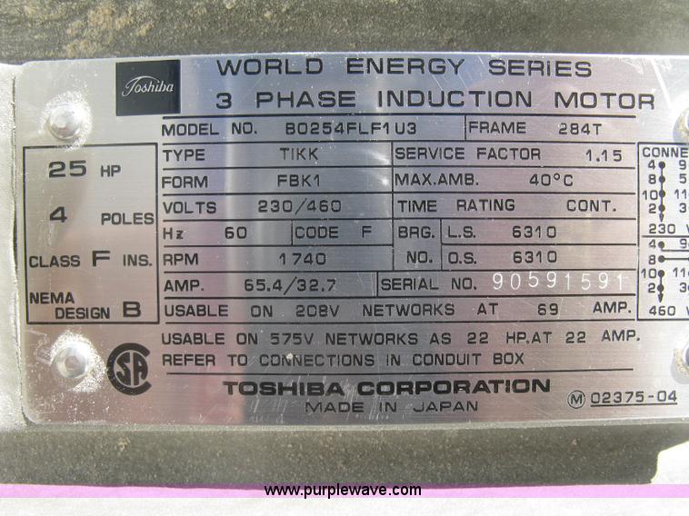 image for item BD9648 Toshiba 25 HP induction motor