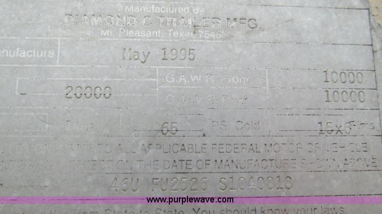 image for item I3189 1995 Fleet gooseneck trailer