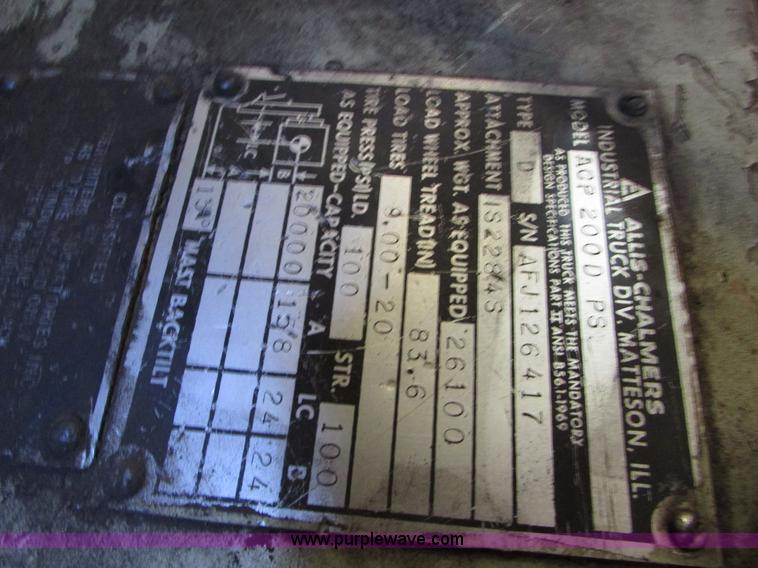 image for item I6721 Allis Chalmers AC-P200 forklift