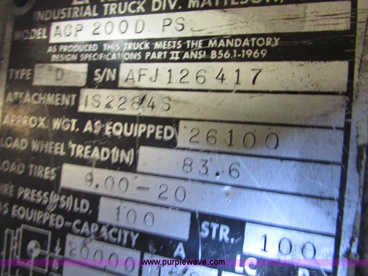 image for item I6721 Allis Chalmers AC-P200 forklift