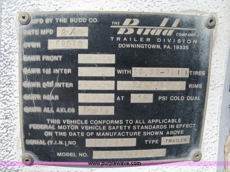 image for item H9472 1980 Budd dry van trailer