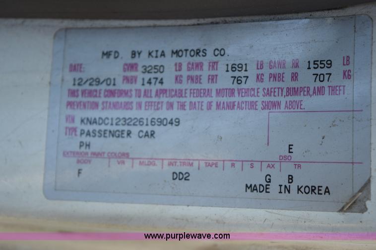 image for item I8660 2002 Kia Rio