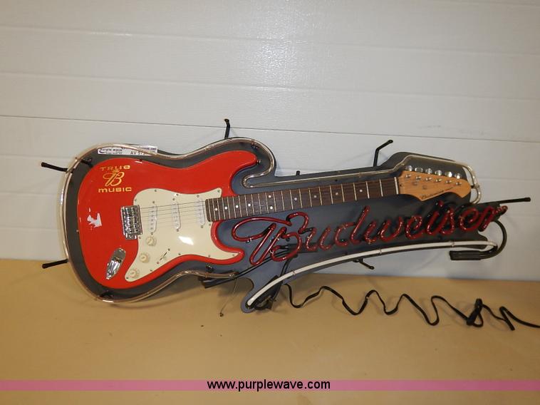 image for item AV9738 Budweiser neon lighted guitar sign