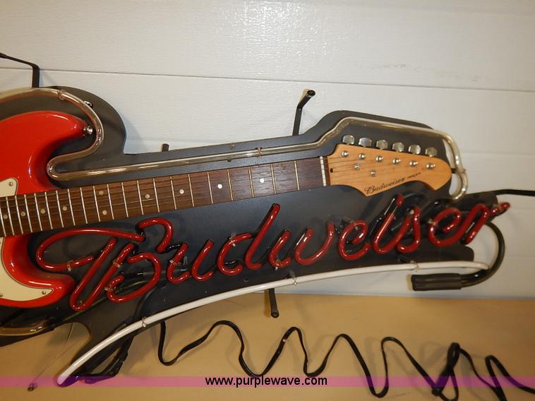 image for item AV9738 Budweiser neon lighted guitar sign