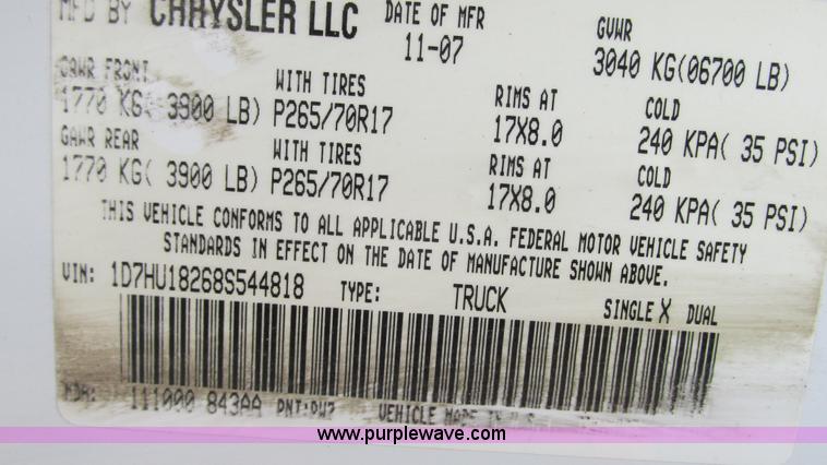 image for item G9081 2008 Dodge Ram 1500 Quad Cab pickup truck